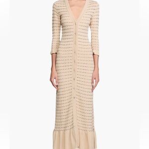 Sandro Beige Long Sleeve Knit Dress